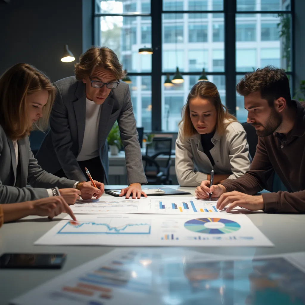 Equipo colaborando en planificación financiera